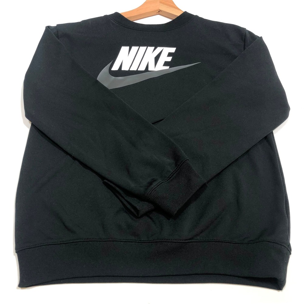 Nike Sweatshirt Kids Large Black Crewneck Swoosh Logo Pullover Activewear